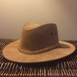 Handmade Suede Leather Cowboy Hat OS Tan